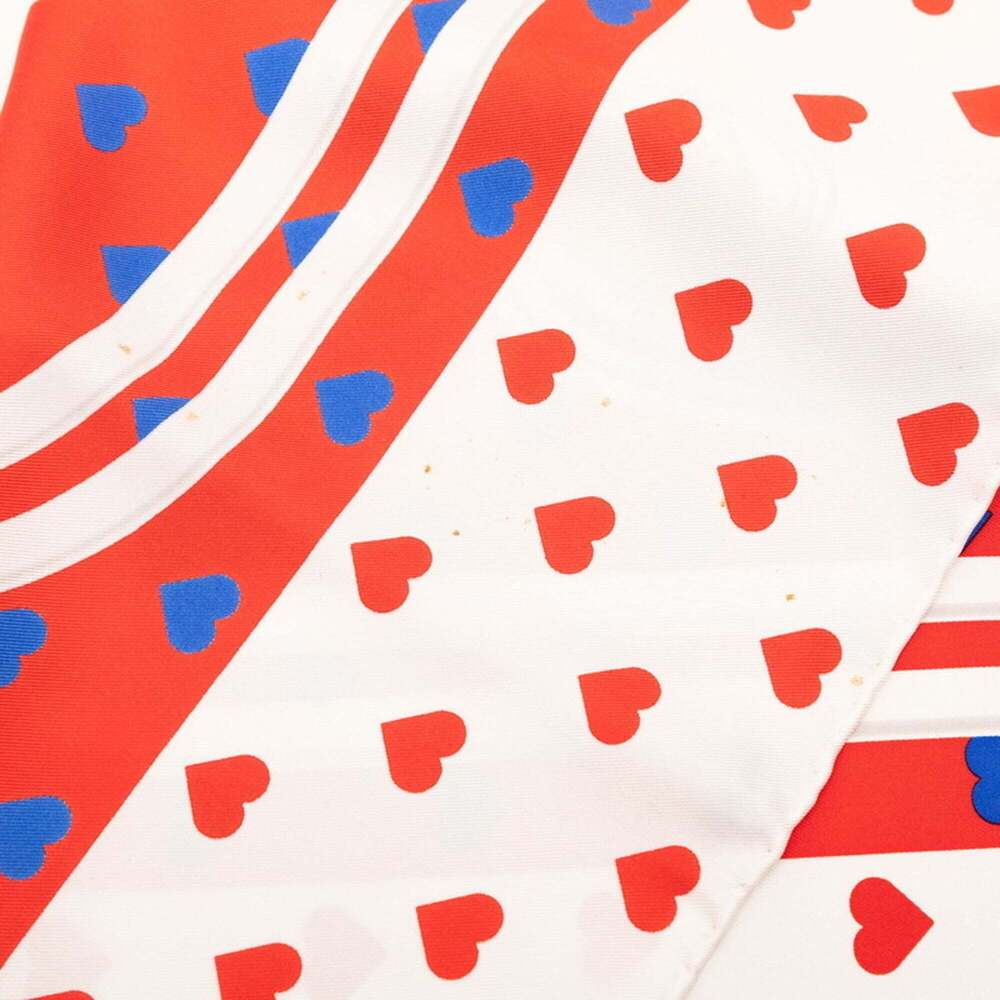 HERMES Red Silk Love Scarf - Picture 5 of 9